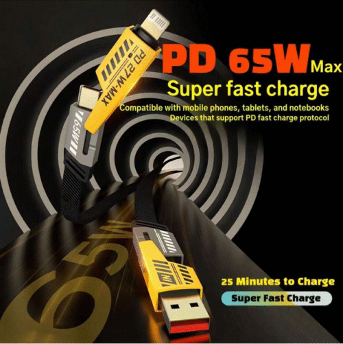 4 In 1 Mech Data Cable 65W+27W Super Fast Charging Braided Cable USB+TYPE-C Interface